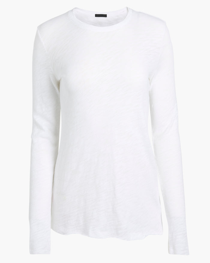 Slub Jersey Long Sleeve Destroyed Wash Tee - White