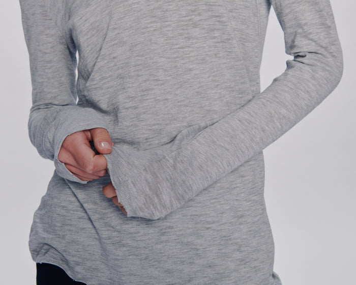 Slub Jersey Long Sleeve V-Neck Tee - Heather Grey