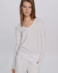 Slub Jersey Long Sleeve V-Neck Tee - White