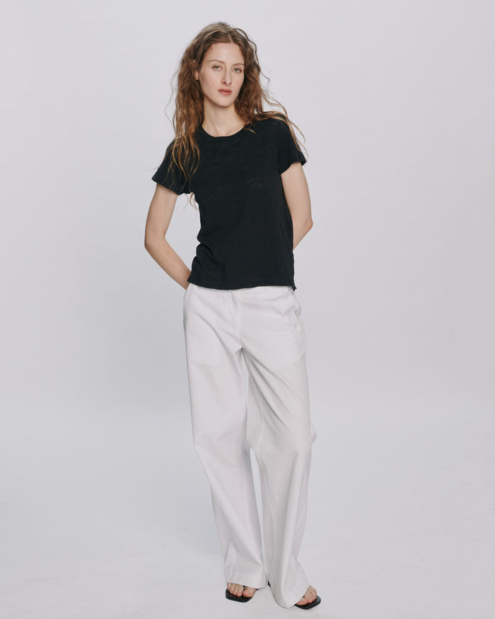 Slub Jersey Schoolboy Crew Neck Tee - Black