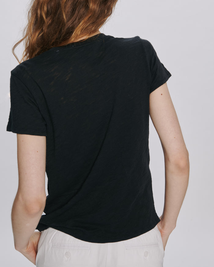 Slub Jersey Schoolboy Crew Neck Tee - Black