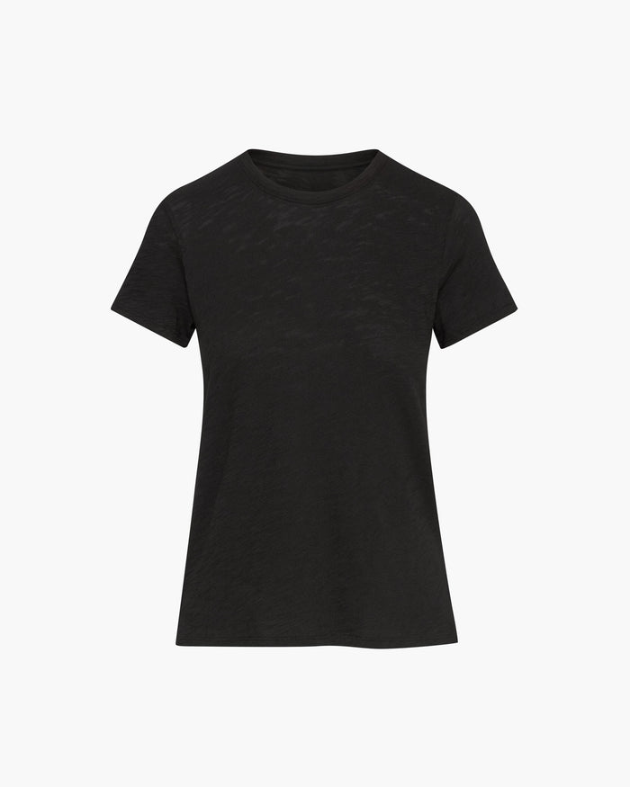 Slub Jersey Schoolboy Crew Neck Tee - Black