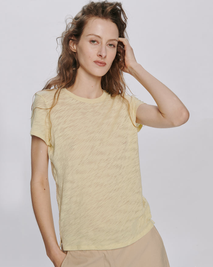 Slub Jersey Schoolboy Crew Neck Tee - Butter Yellow