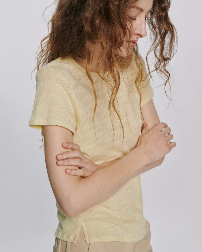 Slub Jersey Schoolboy Crew Neck Tee - Butter Yellow