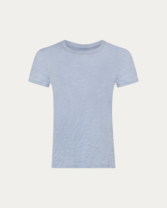 Slub Jersey Schoolboy Crew Neck Tee - Cool Water