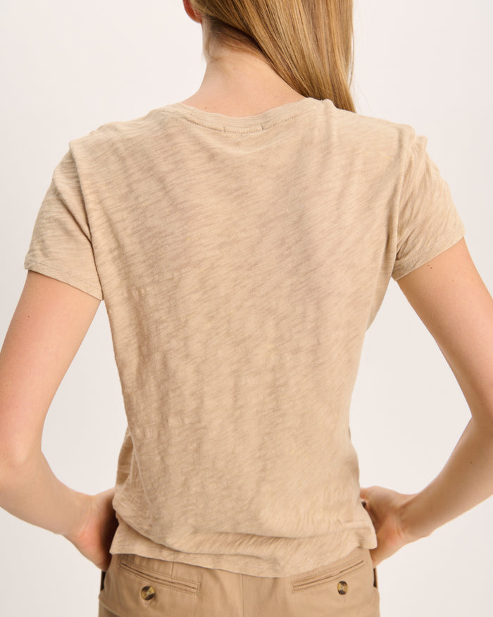 Slub Jersey Schoolboy Crew Neck Tee - Dune