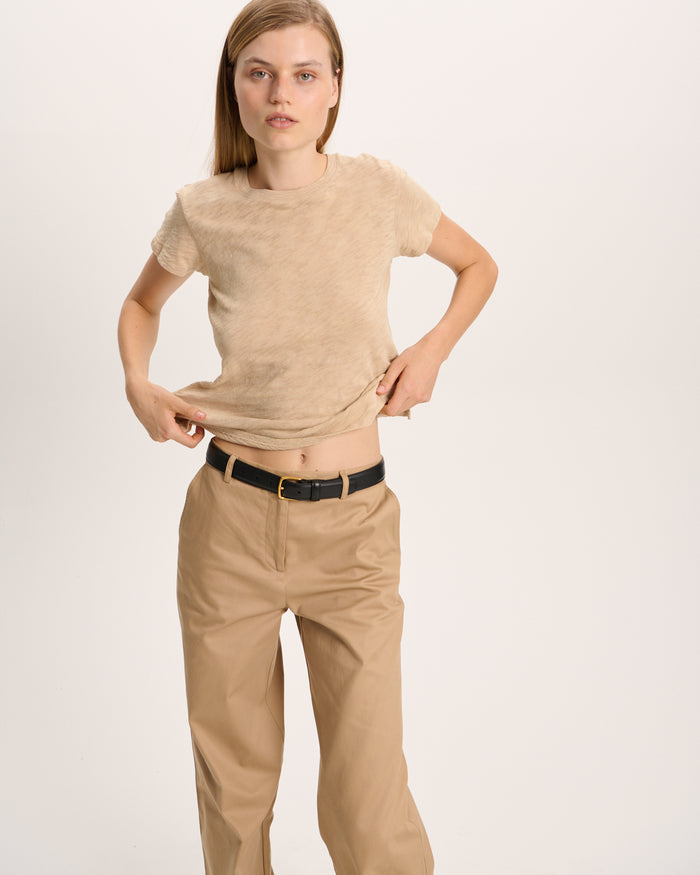 Slub Jersey Schoolboy Crew Neck Tee - Dune
