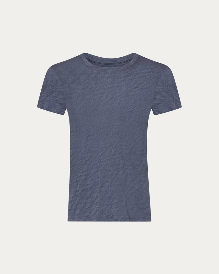 Slub Jersey Schoolboy Crew Neck Tee - Dusk Blue