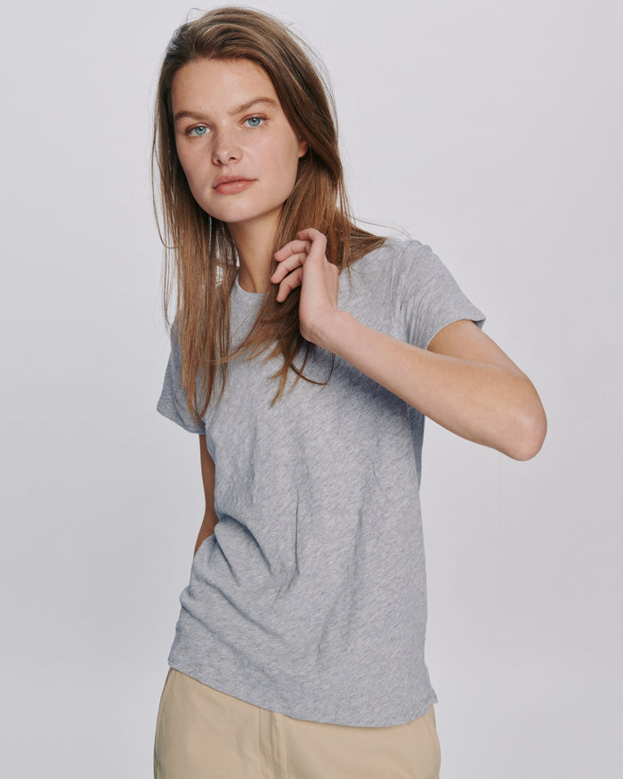 Slub Jersey Schoolboy Crew Neck Tee - Heather Grey