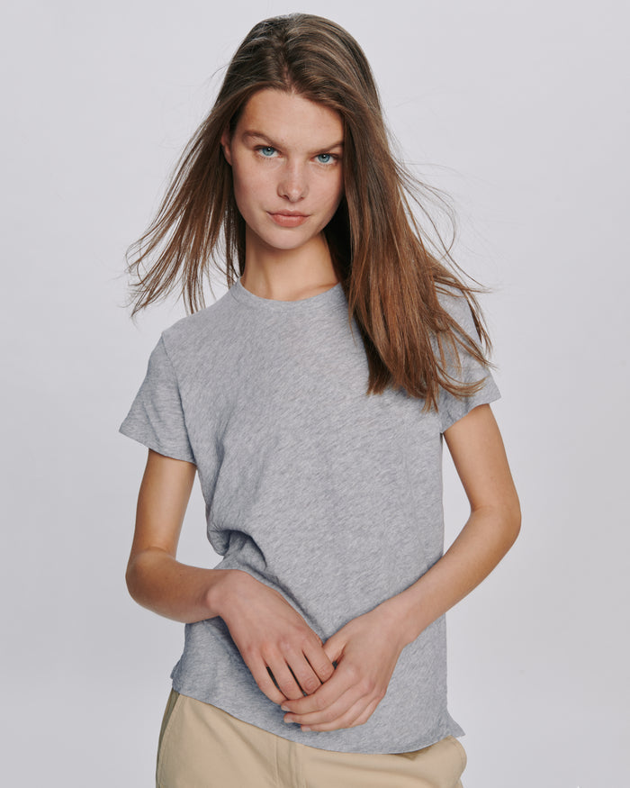 Slub Jersey Schoolboy Crew Neck Tee - Heather Grey