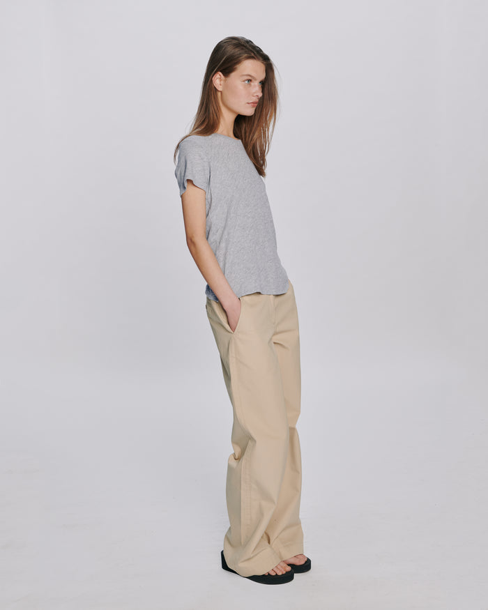 Slub Jersey Schoolboy Crew Neck Tee - Heather Grey