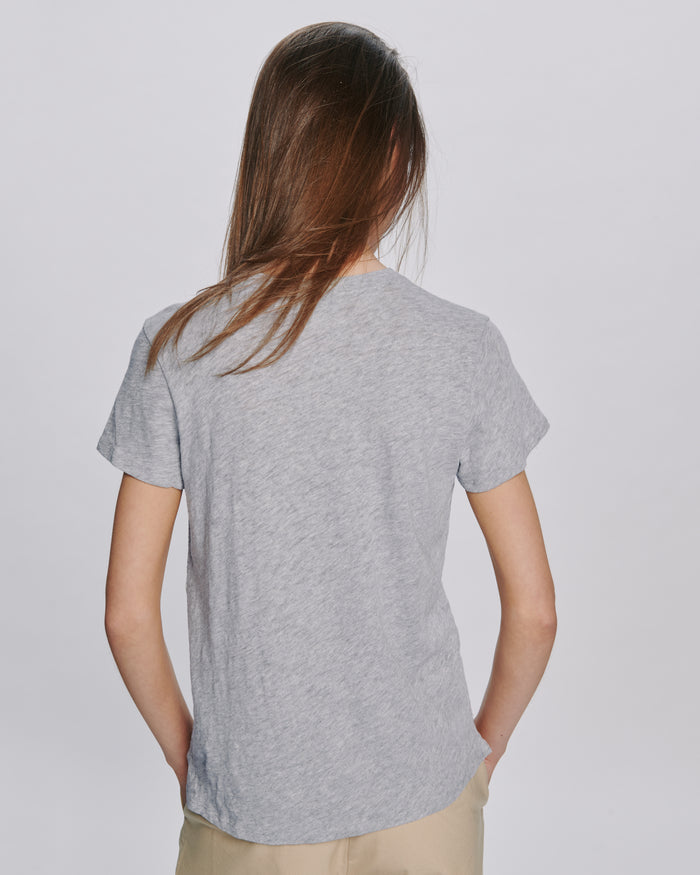 Slub Jersey Schoolboy Crew Neck Tee - Heather Grey
