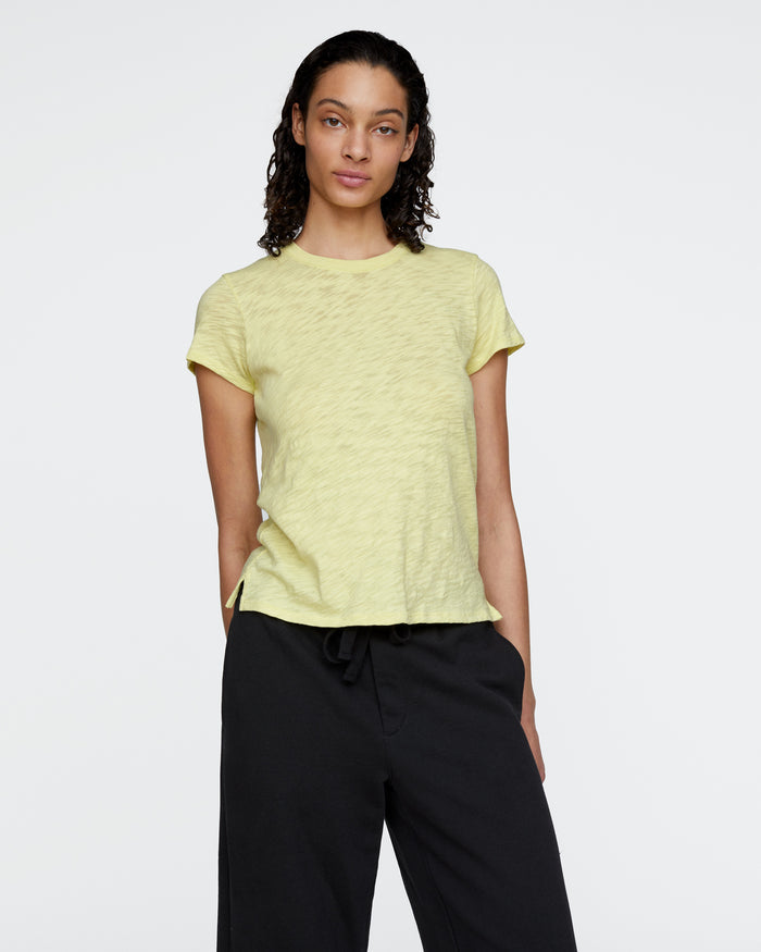 Slub Jersey Schoolboy Crew Neck Tee - Mellow Yellow