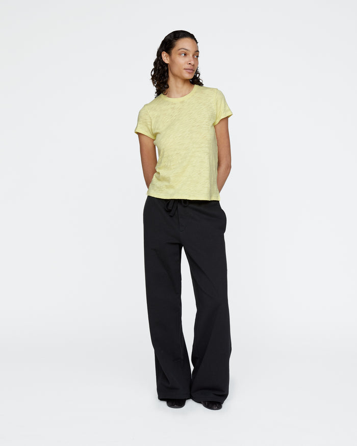 Slub Jersey Schoolboy Crew Neck Tee - Mellow Yellow