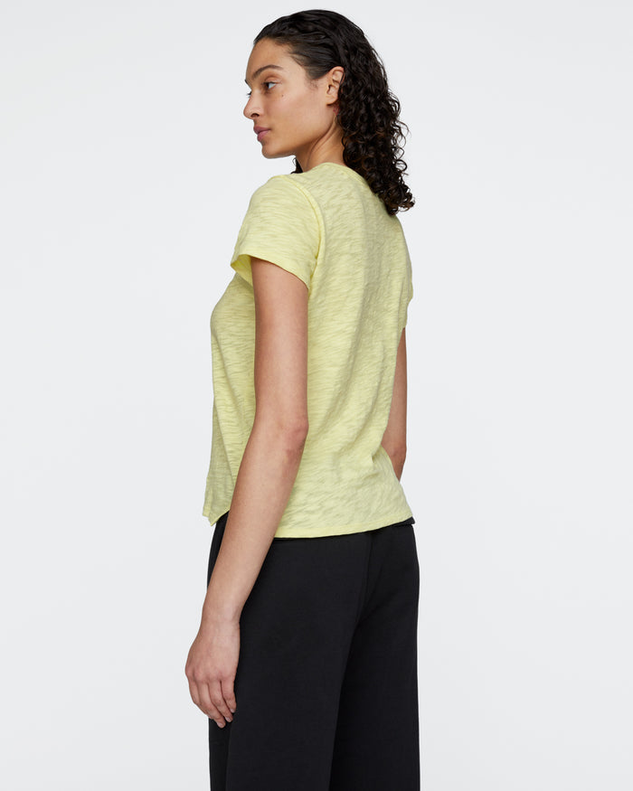 Slub Jersey Schoolboy Crew Neck Tee - Mellow Yellow