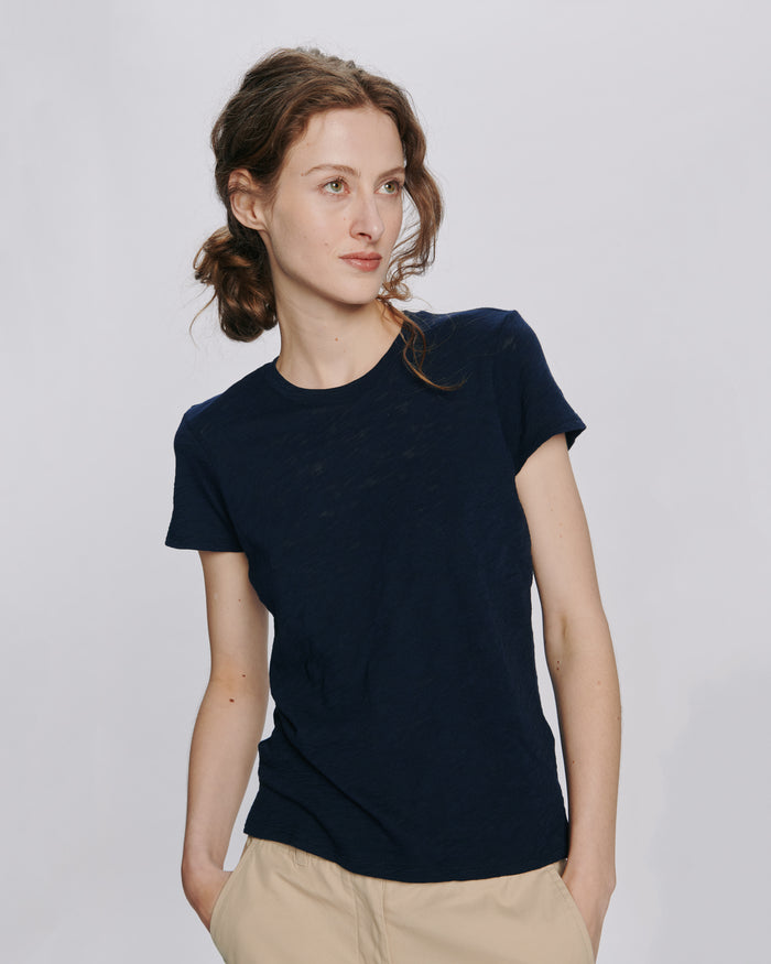 Slub Jersey Schoolboy Crew Neck Tee - Midnight