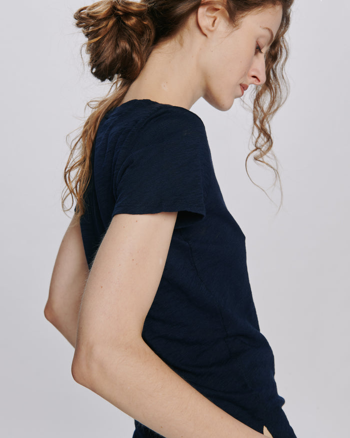 Slub Jersey Schoolboy Crew Neck Tee - Midnight
