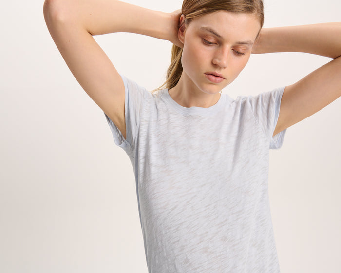 Slub Jersey Schoolboy Crew Neck Tee - Pale Blue