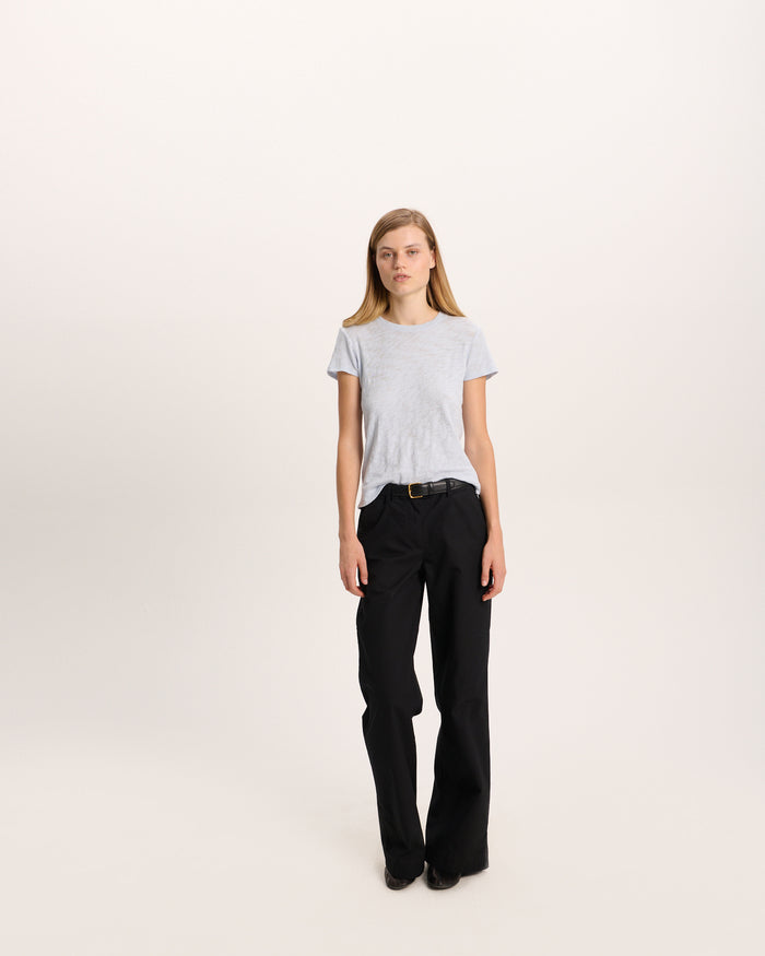 Slub Jersey Schoolboy Crew Neck Tee - Pale Blue