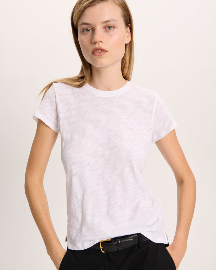 Slub Jersey Schoolboy Crew Neck Tee - White
