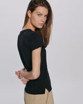Slub Jersey Schoolboy V-Neck Tee - Black