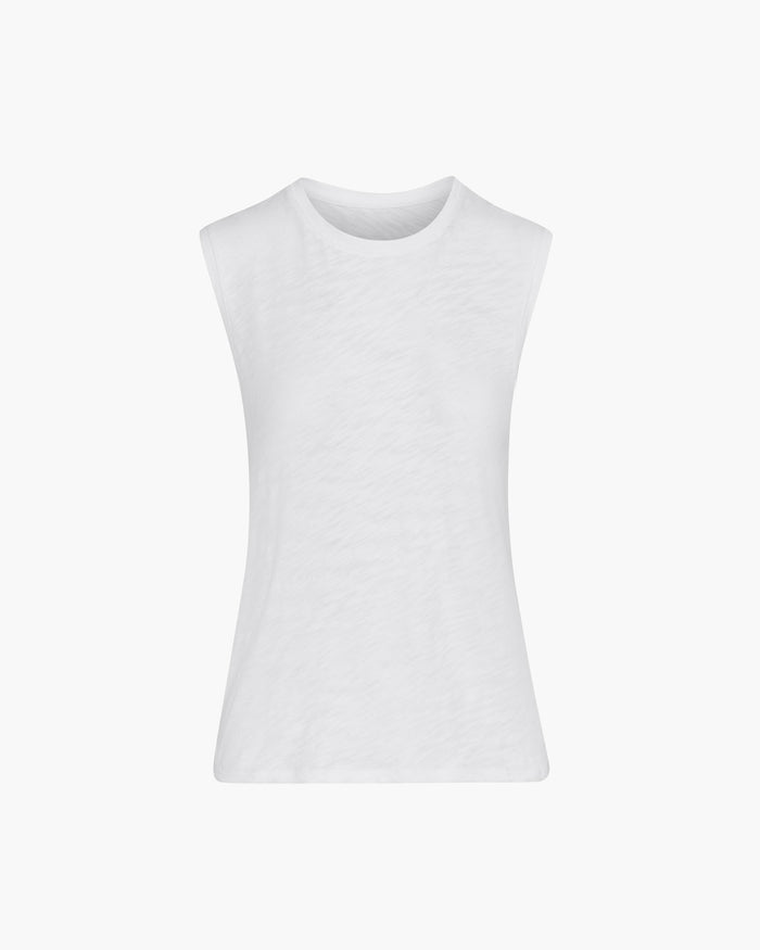 Slub Jersey Sleeveless Schoolboy Tee - White