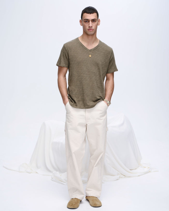 Slub Jersey V-Neck Tee - Army