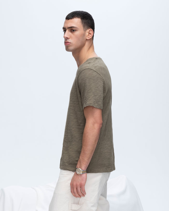Slub Jersey V-Neck Tee - Army