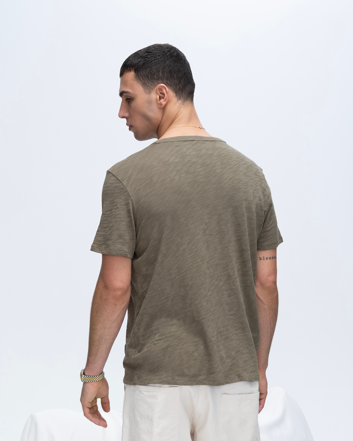 Slub Jersey V-Neck Tee - Army