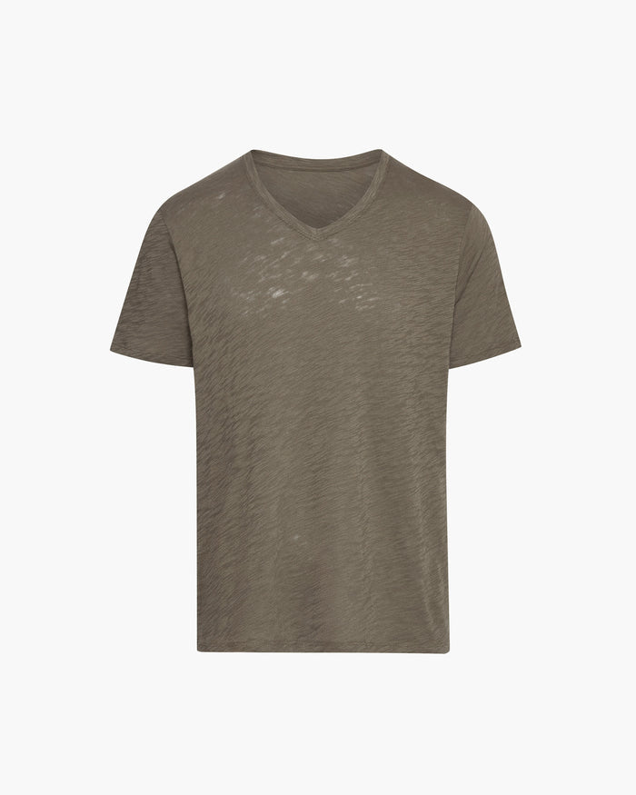Slub Jersey V-Neck Tee - Army