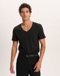 Slub Jersey V-Neck Tee - Black