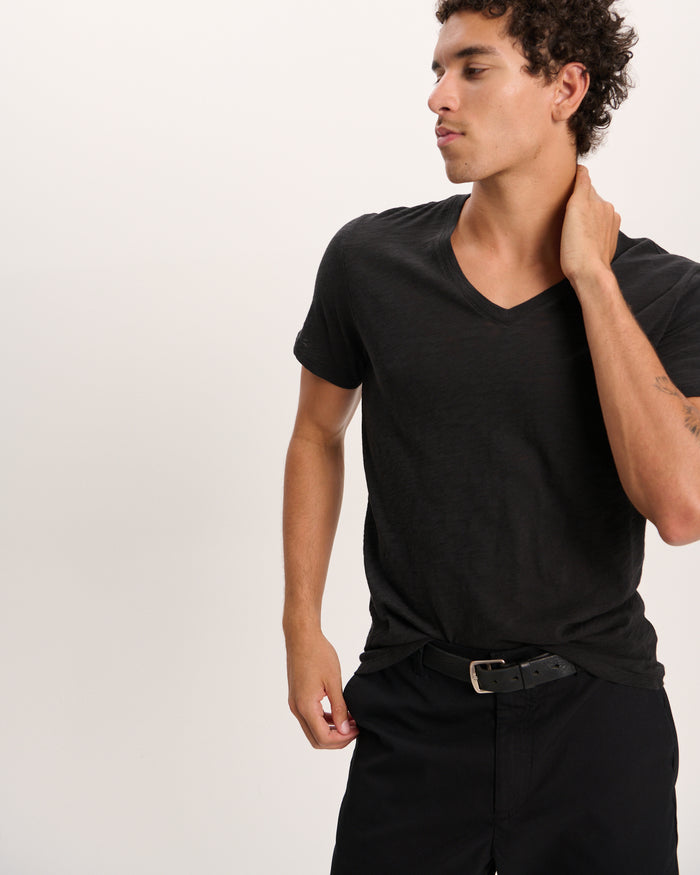 Slub Jersey V-Neck Tee - Black