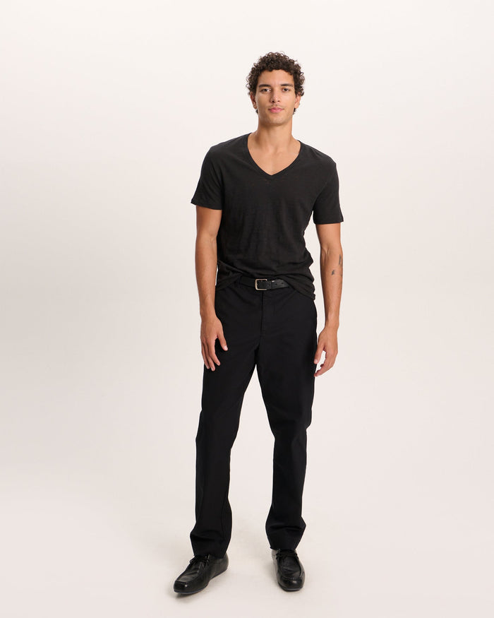 Slub Jersey V-Neck Tee - Black