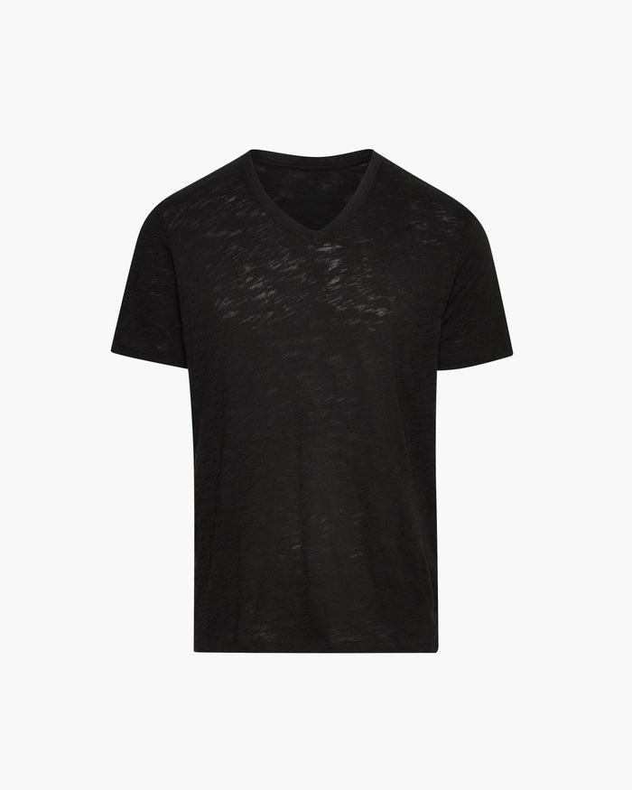 Slub Jersey V-Neck Tee - Black