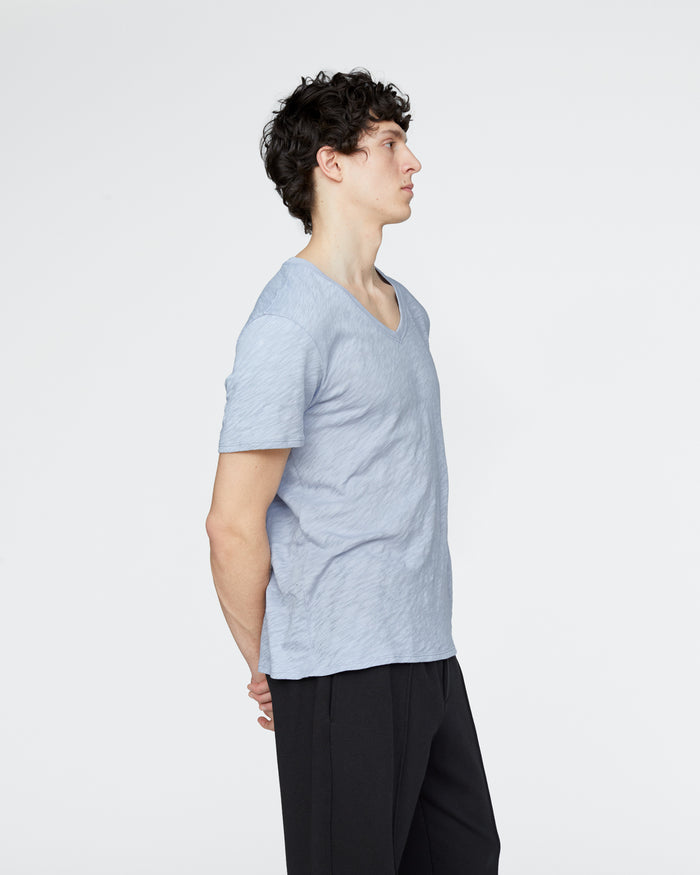 Slub Jersey V-Neck Tee - Cool Water