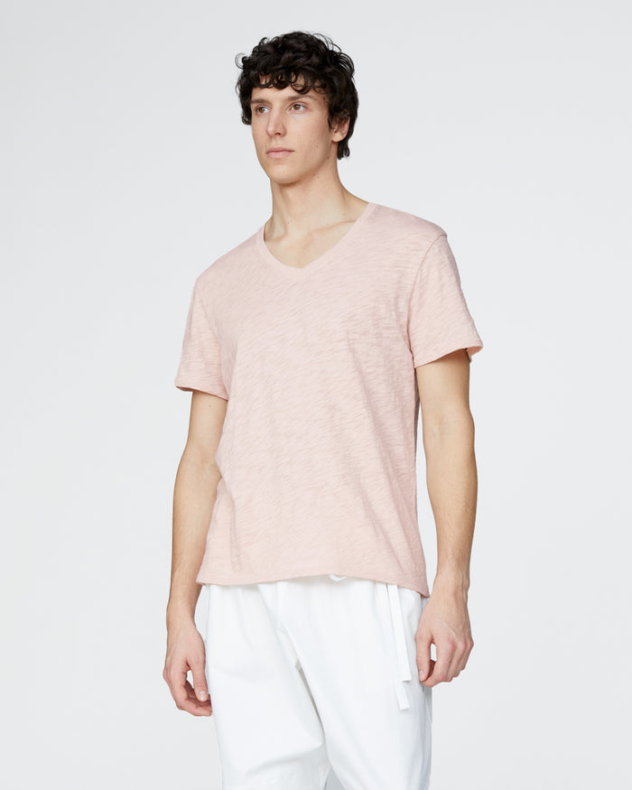 Slub Jersey V-Neck Tee - Faded Rose