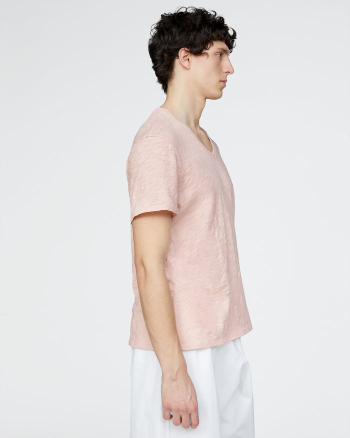Slub Jersey V-Neck Tee - Faded Rose