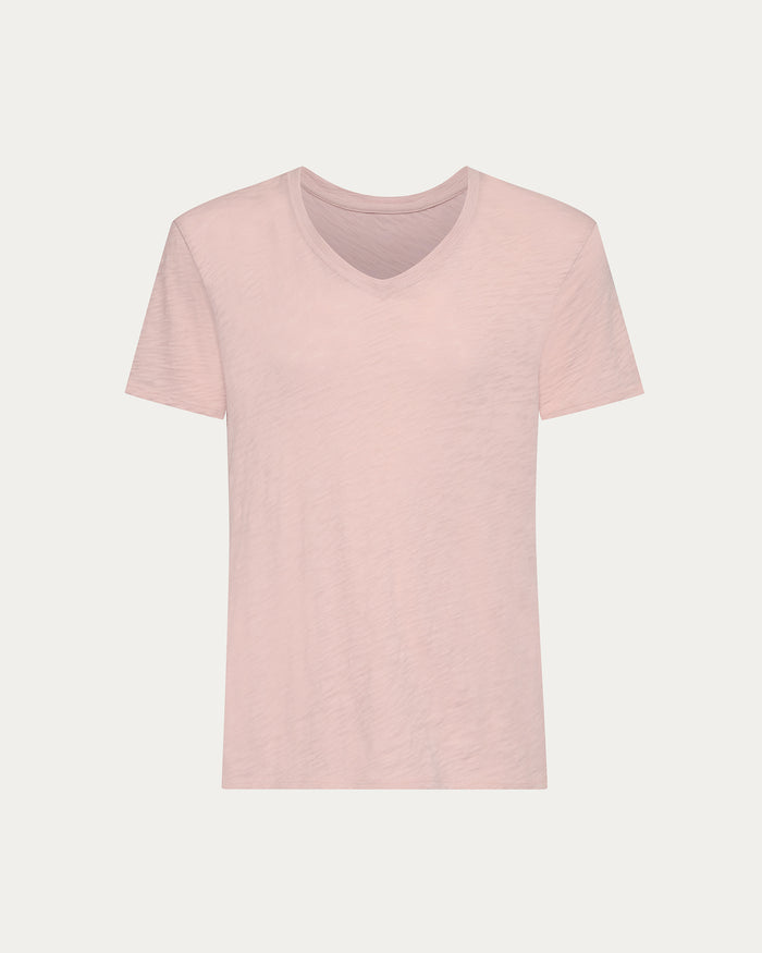 Slub Jersey V-Neck Tee - Faded Rose