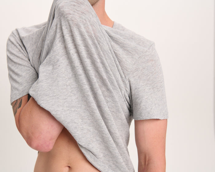 Slub Jersey V-Neck Tee - Heather Grey