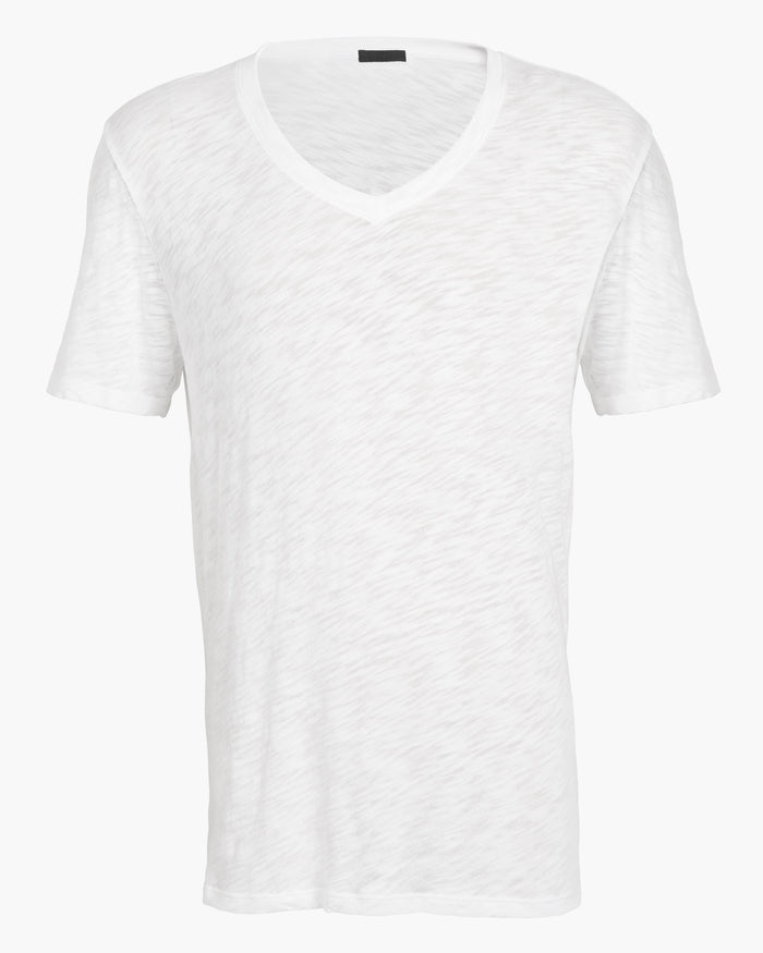 Slub Jersey V-Neck Tee - White