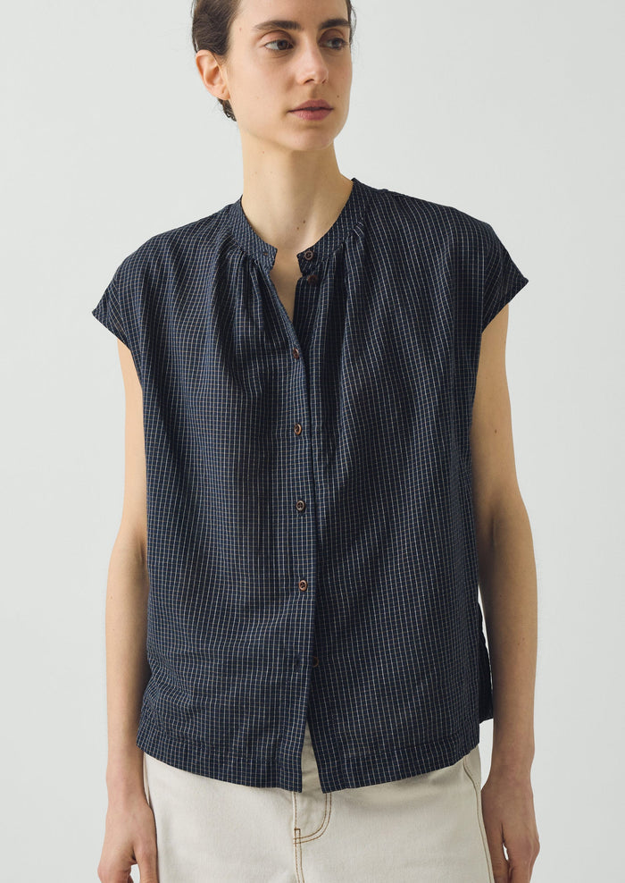 Slubby Check Short Sleeve Shirt | Ink