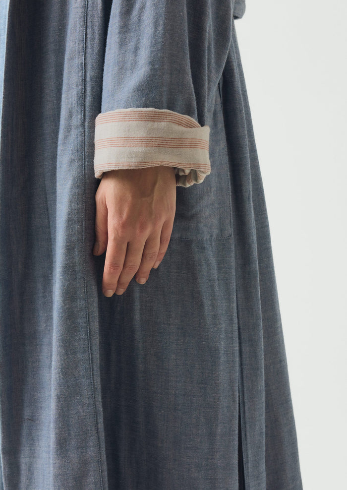 Soft Double Faced Cotton Gown | Blue Chambray