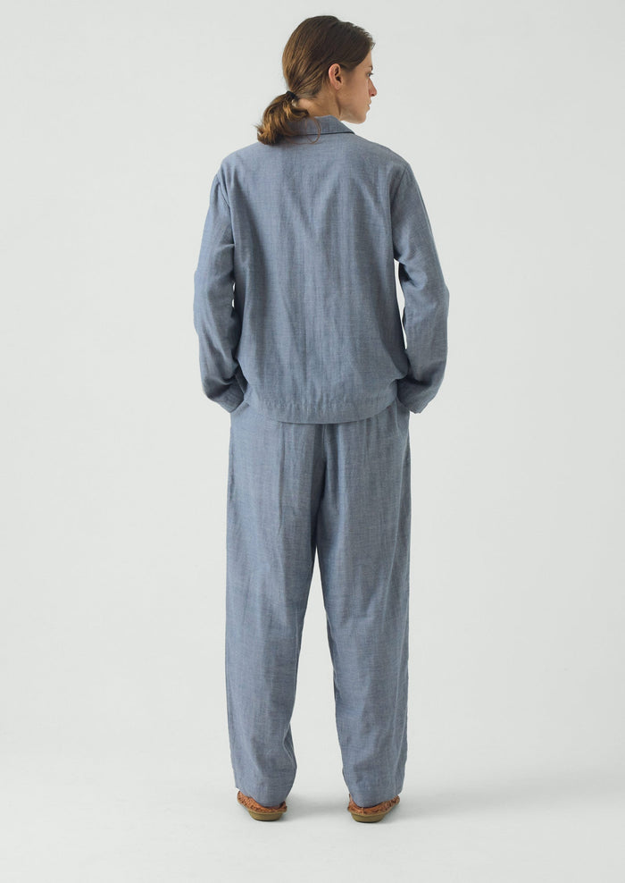 Soft Double Faced Cotton Pajamas | Blue Chambray