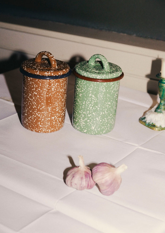 Speckle Enamel Storage Jar | Cumin/Cream