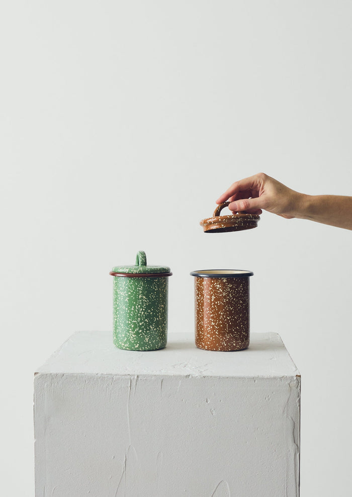 Speckle Enamel Storage Jar | Mint/Cream