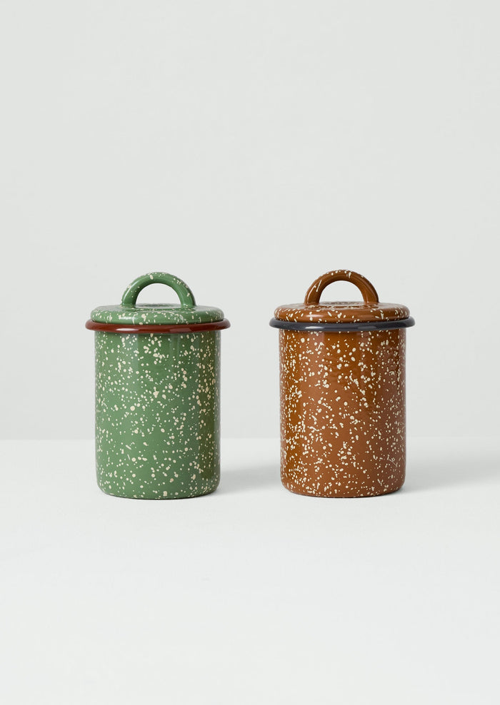 Speckle Enamel Storage Jar | Mint/Cream