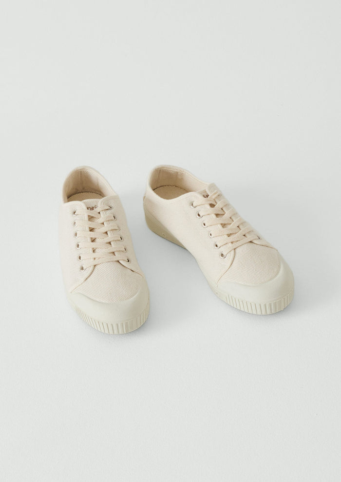 Spring Court Twill Plimsolls | Ecru