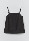 Square Neck Garment Dyed Linen Tank | Black Pepper
