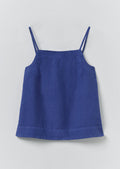 Square Neck Garment Dyed Linen Tank | Carmine Blue