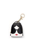 STACEFACE MINI BACKPACK KEYCHARM - BLACK/OFF WHITE MULTI
